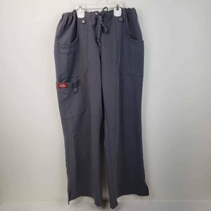 Dickies Womens Flare Leg Cargo Scrub Pants Gray
